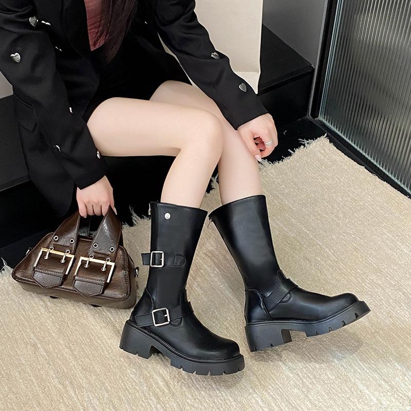 Versatile shoes children's autumn new thick heel heightening boots small western Martin boots