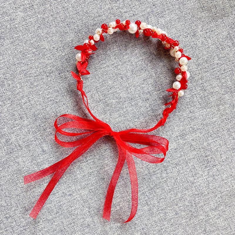 Fresh Forest Style Leaf & Pearl Headband for Girls-Tulle Braided Hair Accessory, Elegant & Natural,Perfect for Little Princesses