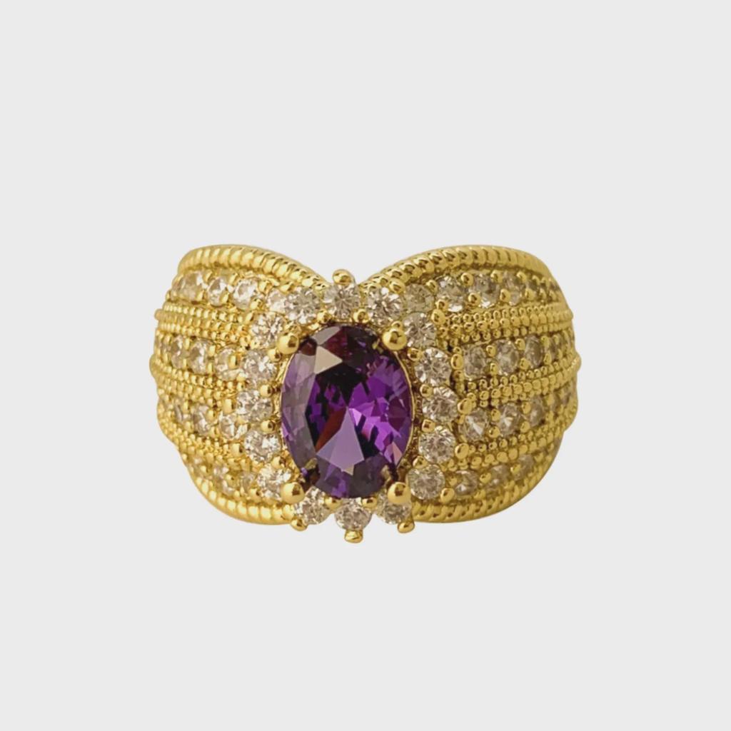 Vintage Brass & Zircon Light Luxury Women's Ring, Niche Design Zircon Bracelet, Retro & Elegant Style.