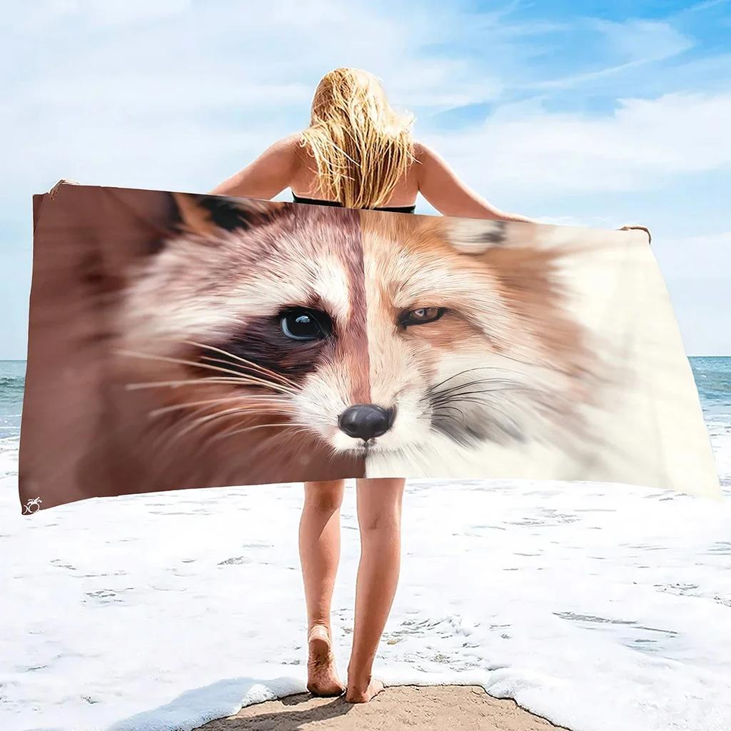 Cute Fox Beach Towel Wild Animal Bath Towels Bathroom Sport Bar Towel for Adult Kids Microfiber Shower Quick Dry Swimming Cover