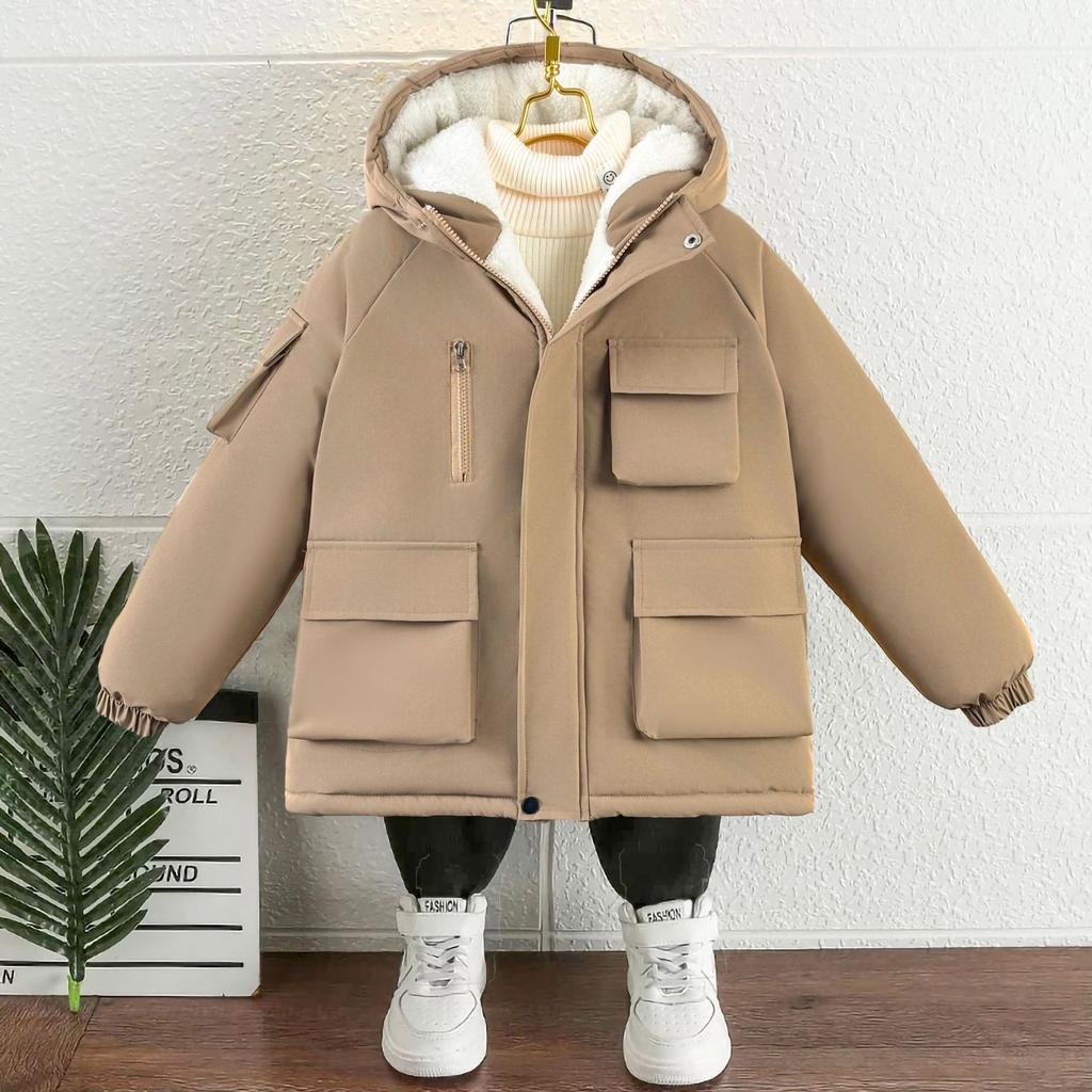 Haine casual pentru copii, din fleece cald, căptușite cu bumbac, Haine groase de iarnă la modă pentru băieți, căptușite cu bumbac