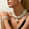 Fashion multi-layer pearl necklace bracelet niche design collarbone chain elegant temperament new item decoration set