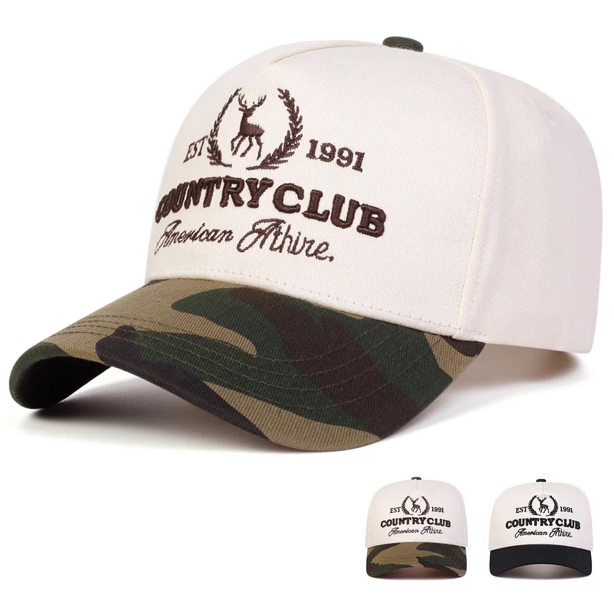 Freedom Outdoors Women's Black Unisex Country Club Letter Embroidery Baseball Caps Spring Autumn Outdoor Adjustable Casual Hats Sunscreen Hat Sports Cap
