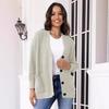 Women's V-neck Solid Color Knitted Cardigan Loose Single-breasted Sweater for Spring and Autumn