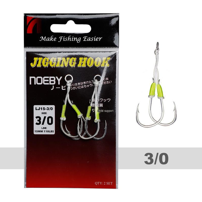 

NOEBY Iron Plate and Luminous Thread Hook for Bass, Mackerel, Grouper, Tuna, GT with Double & Single Options.