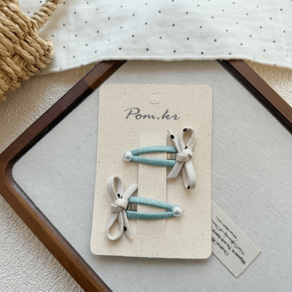 2pcs/set with Bow Design Bow Hair Clips Pearl Side Part Bangs Hairpins New BB Snap Clips for Girls