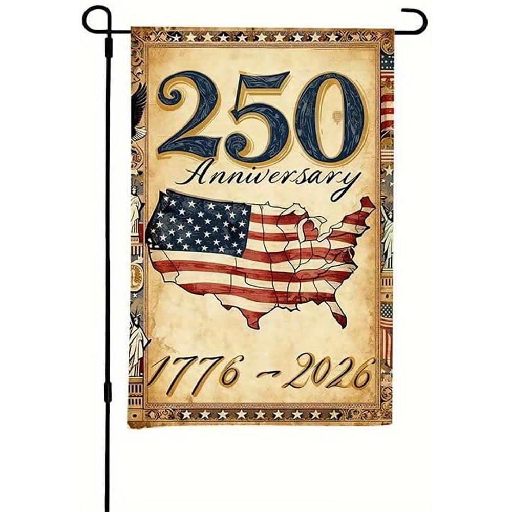 Bandiera da Giardino 250° Anniversario USA, Stendardo Verticale da Esterno a Doppia Faccia per il 4 Luglio, Bandiera da Giardino