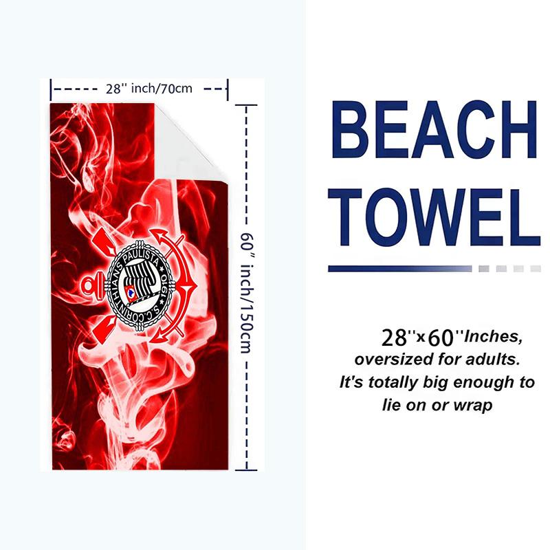 Sport Club Corinthians Paulista Print Beach Towel, Large Soft Quick Dry Towel for Beach Camping Swimming