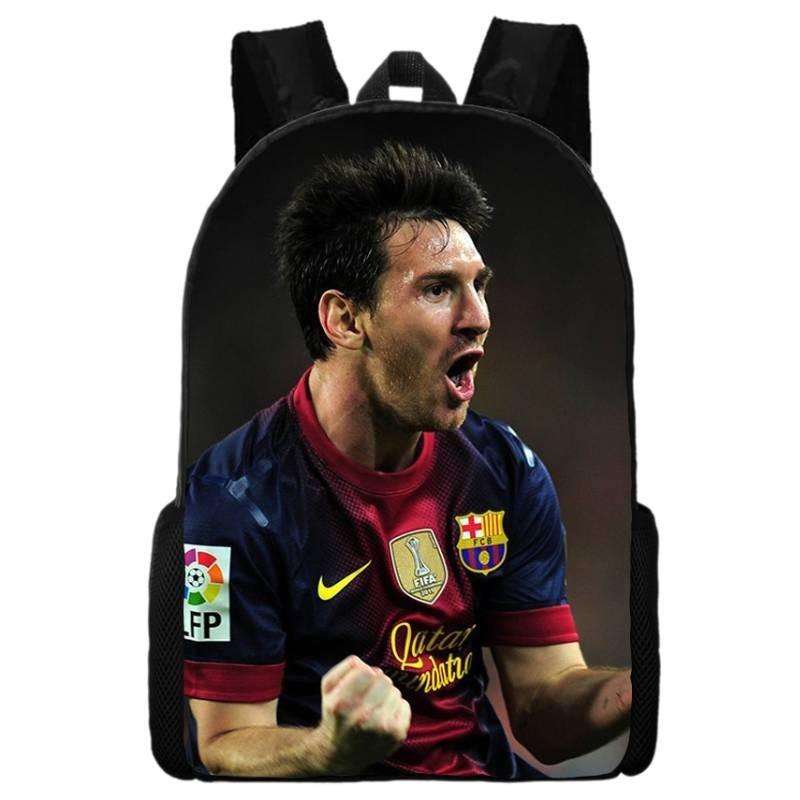 2024 New Mbappe Messi Ronaldo Neymar Football Print Backpack Lunch Bag Pencil Case Set Durable Polyester Cute Geometric Design