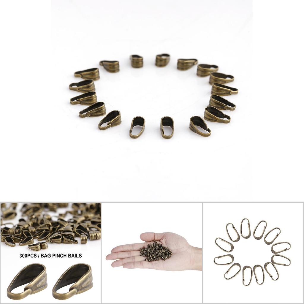300Pcs Celsius Bag Pendant Connector Pinch Clips Clasps Snap Jewelry Findings Alloy Bails (Gold)