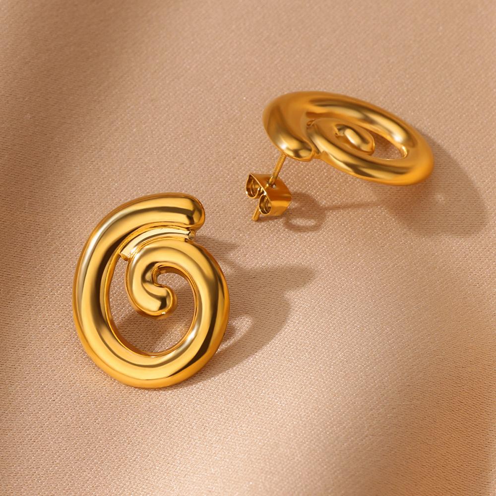 Stainless Steel Earrings for Women Twist Circle Stud Earring 2024 Trend Luxury Classic Elegant Piercing Ear Zircon Gift aretes