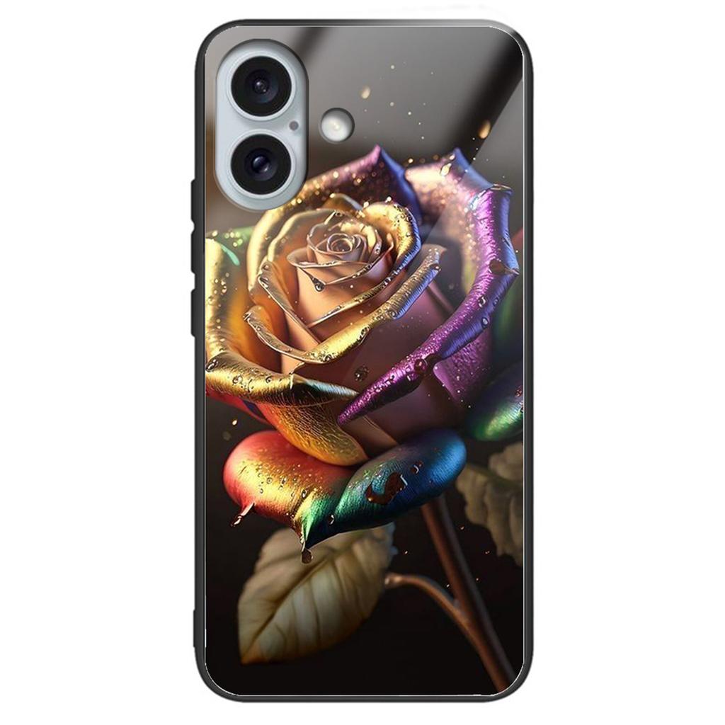 For iPhone 16 Case Tempered Glass TPU Drop-Proof Phone Cover Pattern Printing