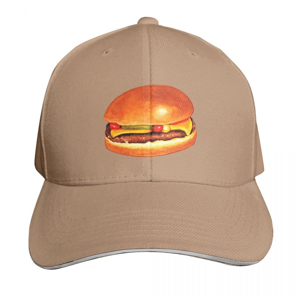 Cheeseburger Pattern Blue Baseball Cap Unique Hats New Hat Custom Cap Tea Hat Baseball For Unisex Womens