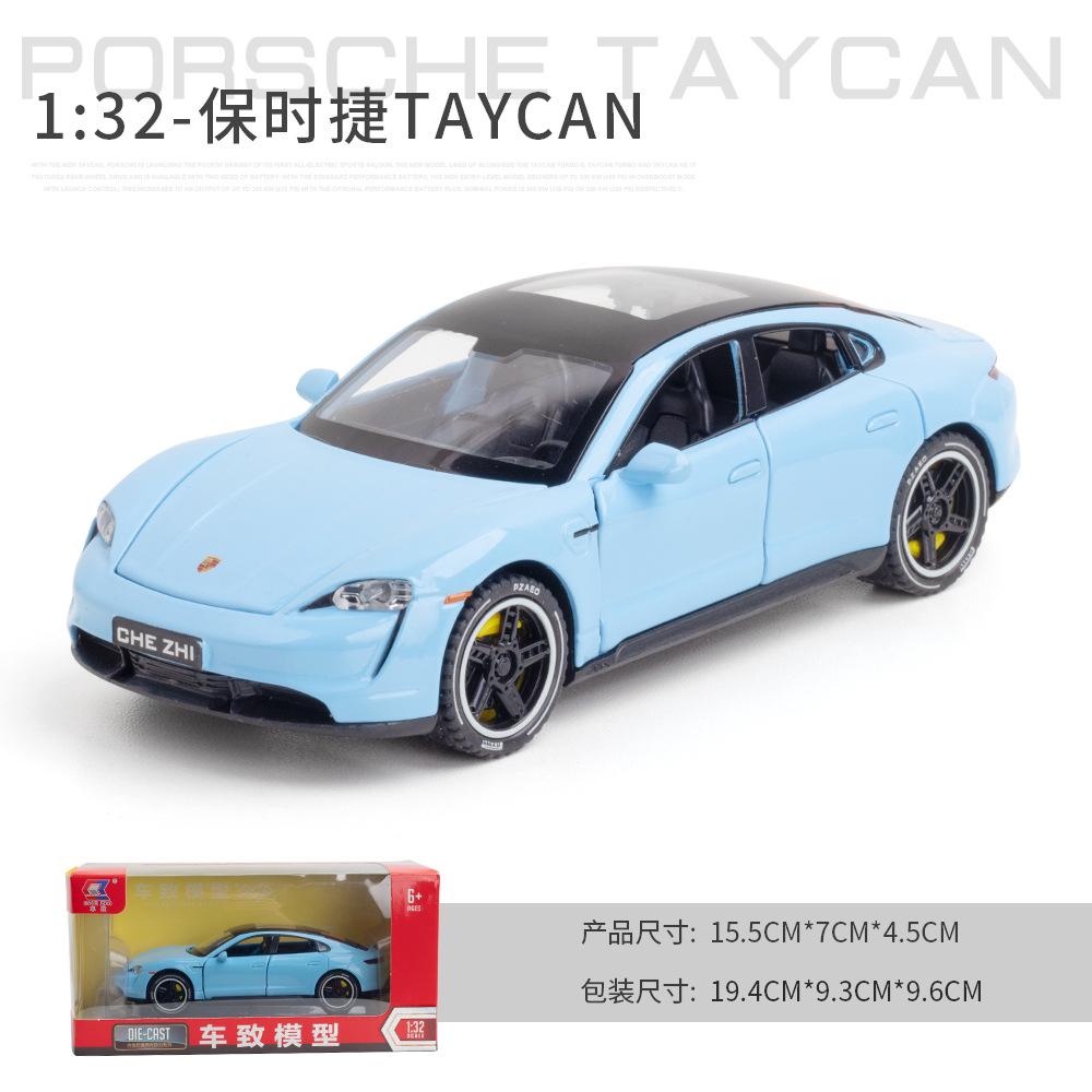 1:32 Porsche Taycan High-Simulation-Automodelle aus Metallguss, Sportwagen mit Sound und Licht, Rückziehmechanismus, Supercar-Geschenke für Kinder