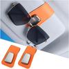 Car Sunglass Holders, 2PCS Leather Vehicle Sun Visor Eyeglasses Hanger Clip, One Handed Operation Automotive Interior Glasses Ticket Storage Clamp