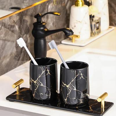 Creative Marble Texture Ceramic Toothbrush Cup Bathroom Accessories Set Soap Bottle Toothbrush Holder Soap Dish Household Tray