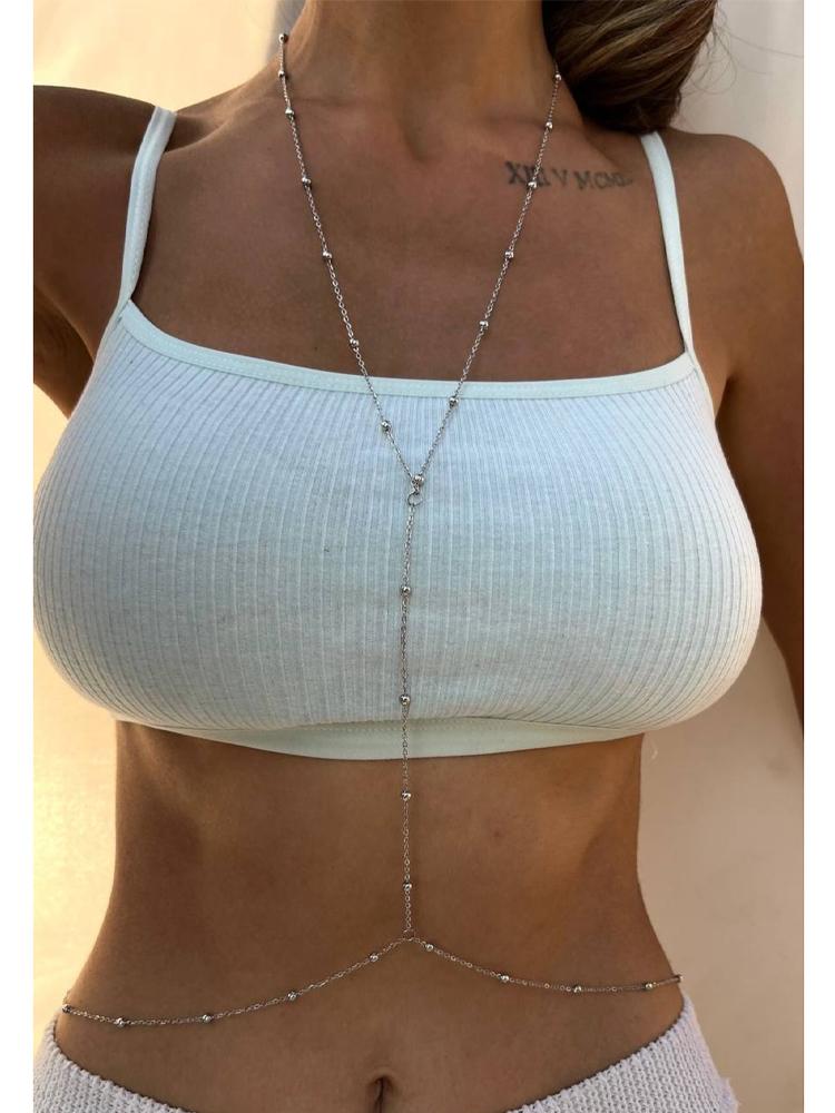 Fashion Chest Breast Belly Body Chain For Women Simple Gold Silver Color Copper-clad Iron Body Chain New Sexy Bikini Chest Chain