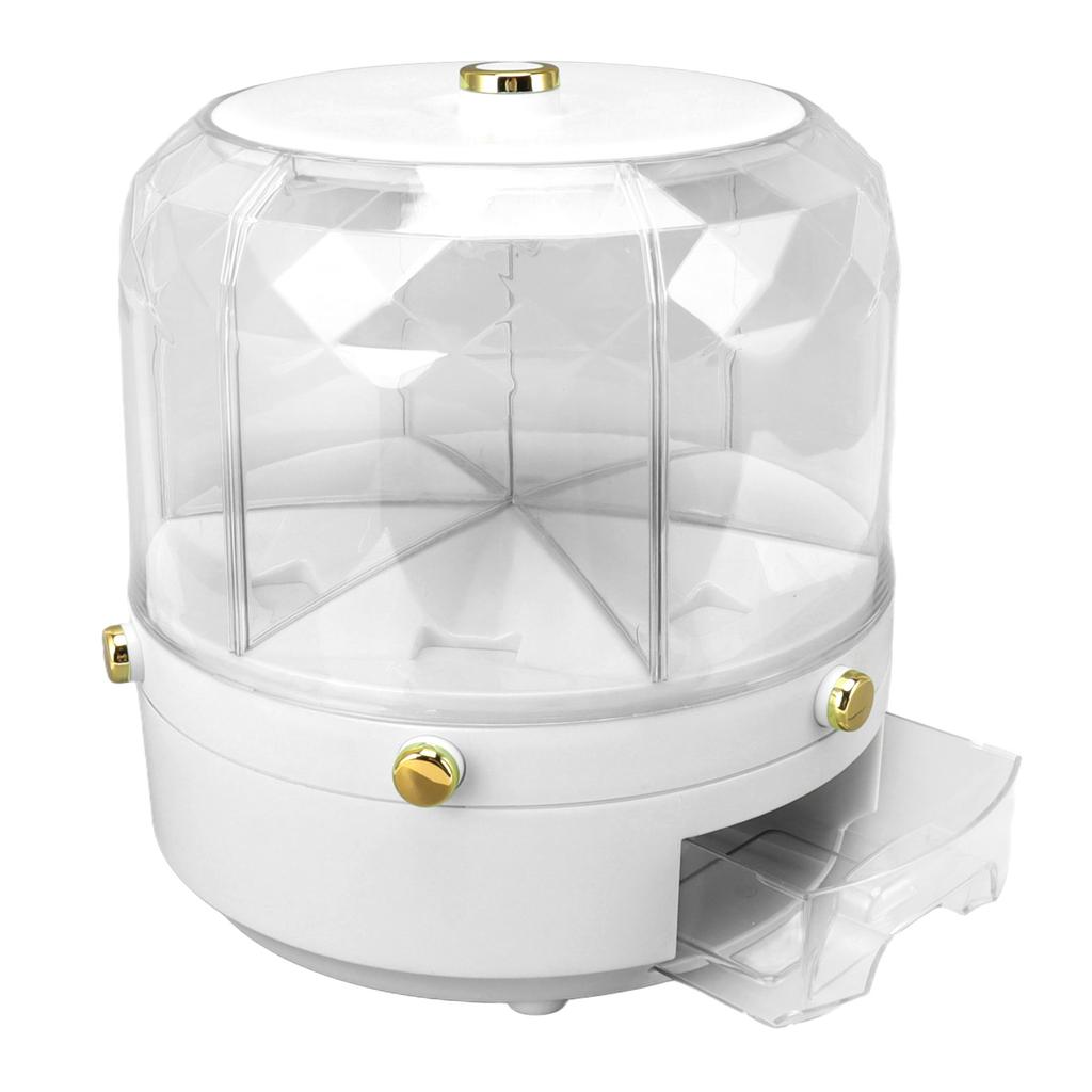 Rotatable Grains Storage Box 6 Grid 6KG 360 Degree Rotating Rice Dispenser for Rice Beans Grains Household Kitchen White
