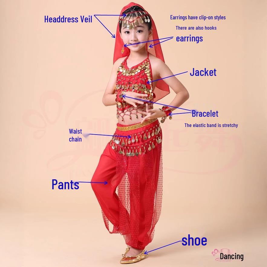 Kids' Performance Costume: Xinjiang & Indian Dance Set for Girls