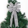 Large Christmas Unique Bow In Elegant Checkered Pattern For Seasonal Home Decor