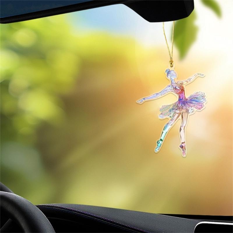 Set de 5 Brelocuri Elegante pentru Mașină în Formă de Balerină, Pandantiv Acrilic 2D pentru Agățat pe Perete, pentru Iubitor de Dans, Ornament de Crăciun
