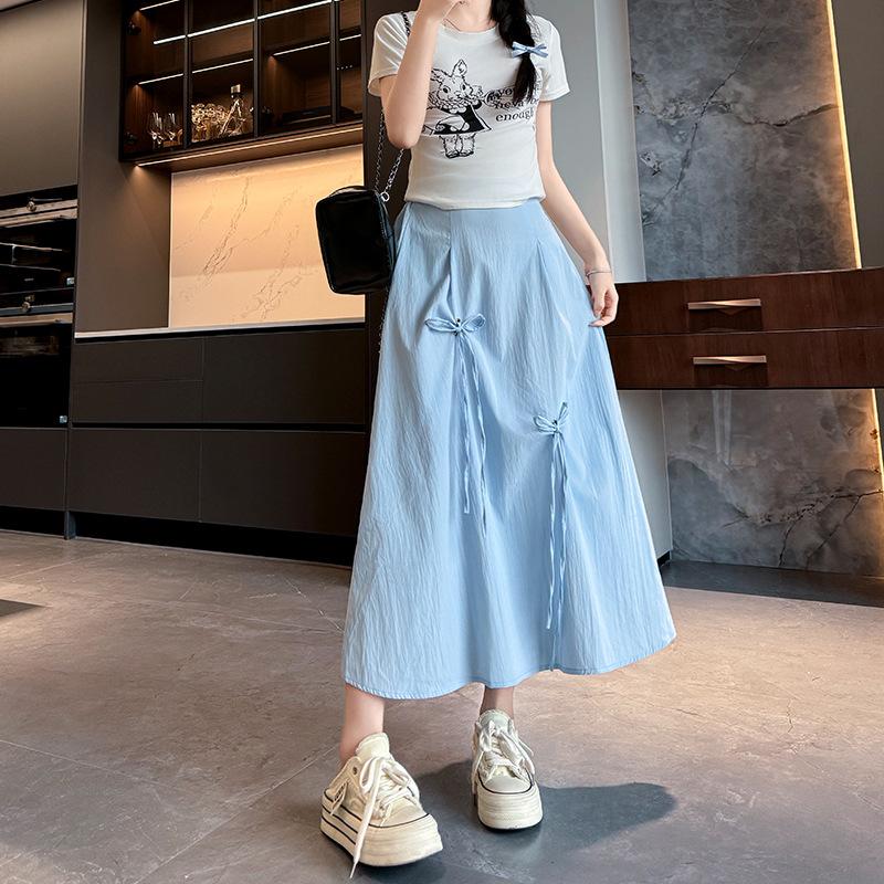 Bust Skirt Women's Summer New Design Sense A Word Medium and Long Skirt Casual Loose Big Swing Umbrella Skirt