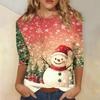 Christmas Limited Edition Women's 3D Snowflake and Snowman Print Round Neck Long Sleeve Hoodies Fashion Casual Long Sleeve Top