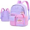 Cartoon School Backpack for Girls Multi Pocket Anti-theft Schoolbag Cute Student Daypack Children Book Bags Travel  Purple