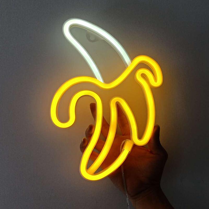 Banana Sign Neon Light Lamp For Bedroom Wall Led Lights 3D Art Neon Tape Lamp Sleeping Night Lights 5v Usb AA Battery