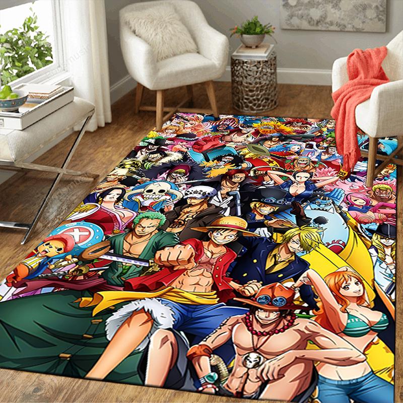 1Pc One Piece Characters Collage Rug, Office Carpet Indoor Outdoor Doormat, Non-Slip, Comfortable, Living, Christmas Halloween, Xmas Gift L1175