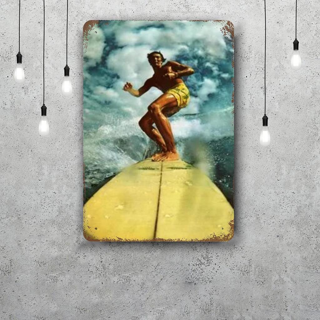 surfing Vintage Metal Tin Signs Posters Decor Retro Metal Plaque Wall Art Decor for Garage Bar