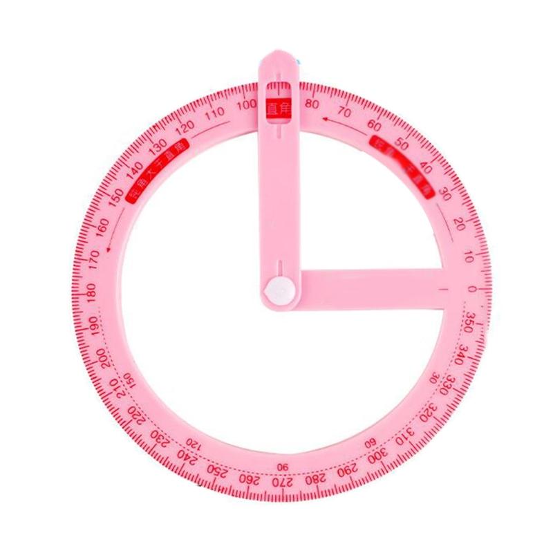 Cute Full Circle Goniasmometer Rotating Protractors Plastic for Boys Girls Students Stationery Office School Supplies