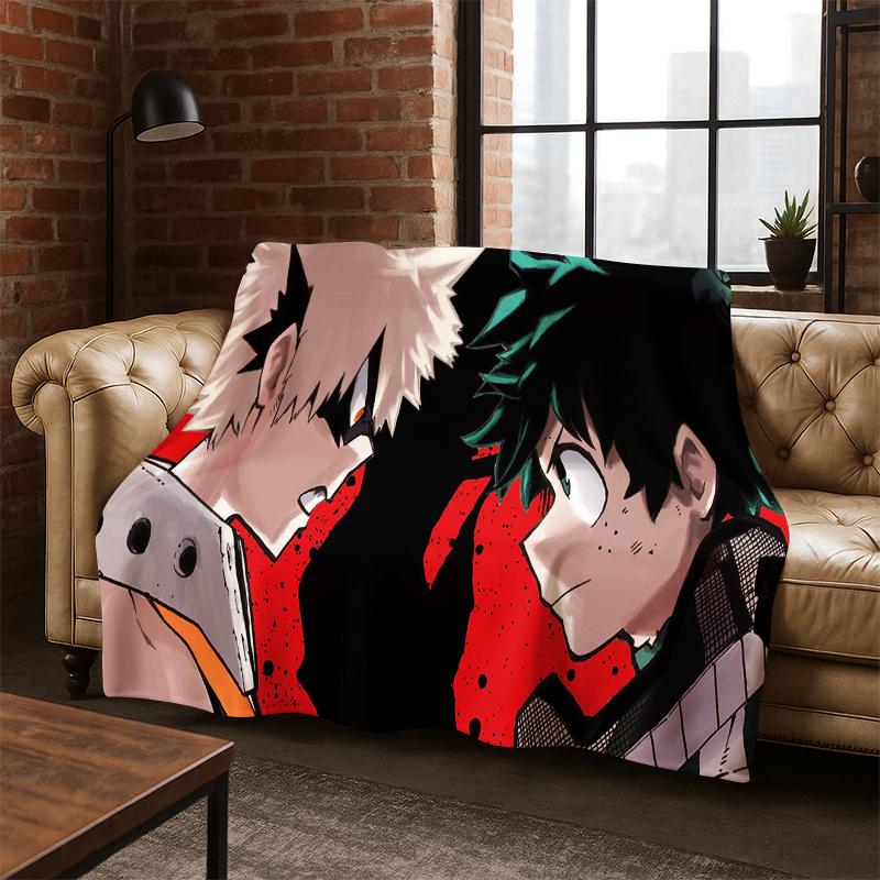 My Hero Academia Deku Bakugou Cartoon Anime Flannel Blanket Soft Warm Blanket Throw Blanket for Bedroom Living Room Bed Kid