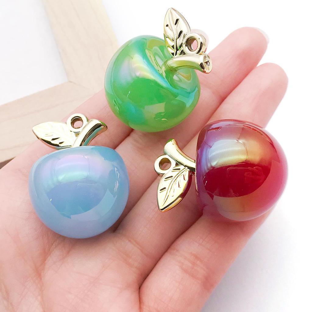 Colorful 3D Jelly Apple Pendant DIY Bracelet Necklace Earring Acrylic Jewelry Accessories