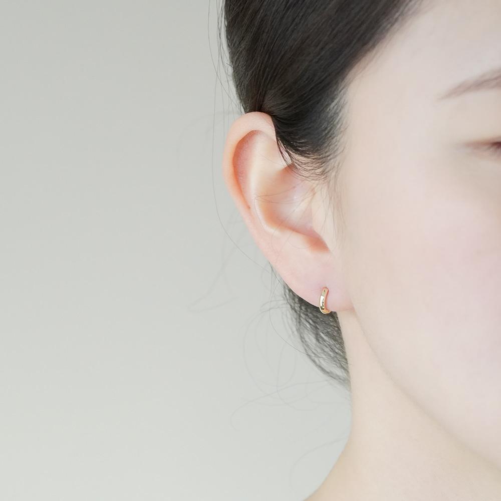 Alleun 14K 18K Round One-Touch Ring Gold Earrings Mini Daily (Type B)
