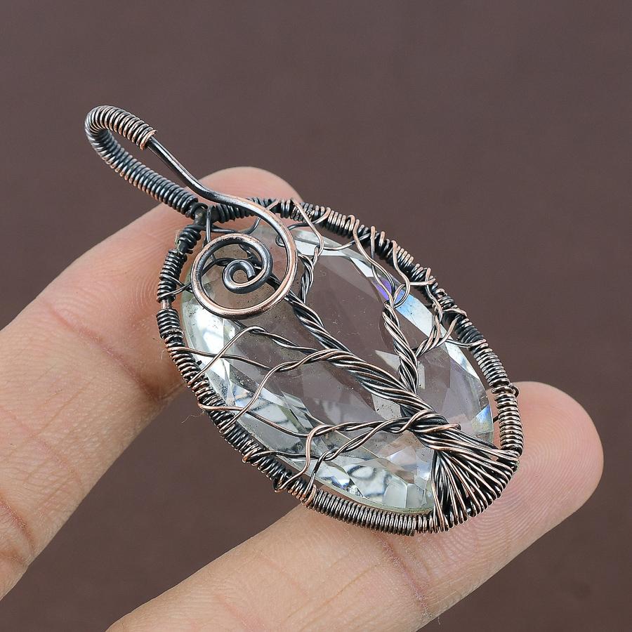 

Natural Tree Of Life White Topaz Gemstone Copper Wire Wrap Pendant 2.36 B2S87