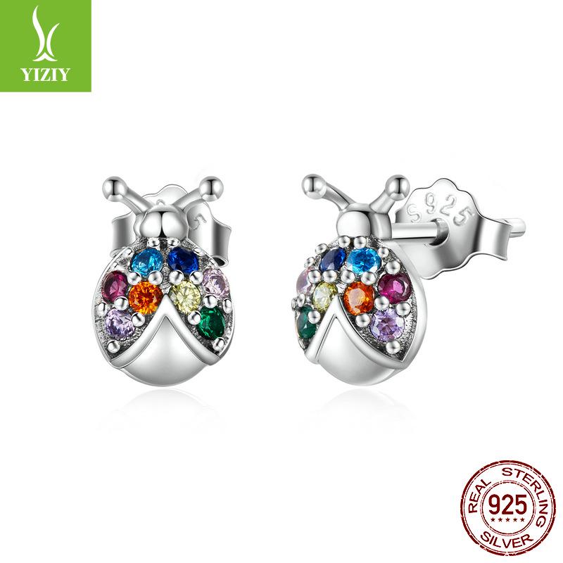Yinziyun Insect Stud Earrings: Exquisite Butterfly & Dragonfly with Pave Diamond, 925 Sterling Silver