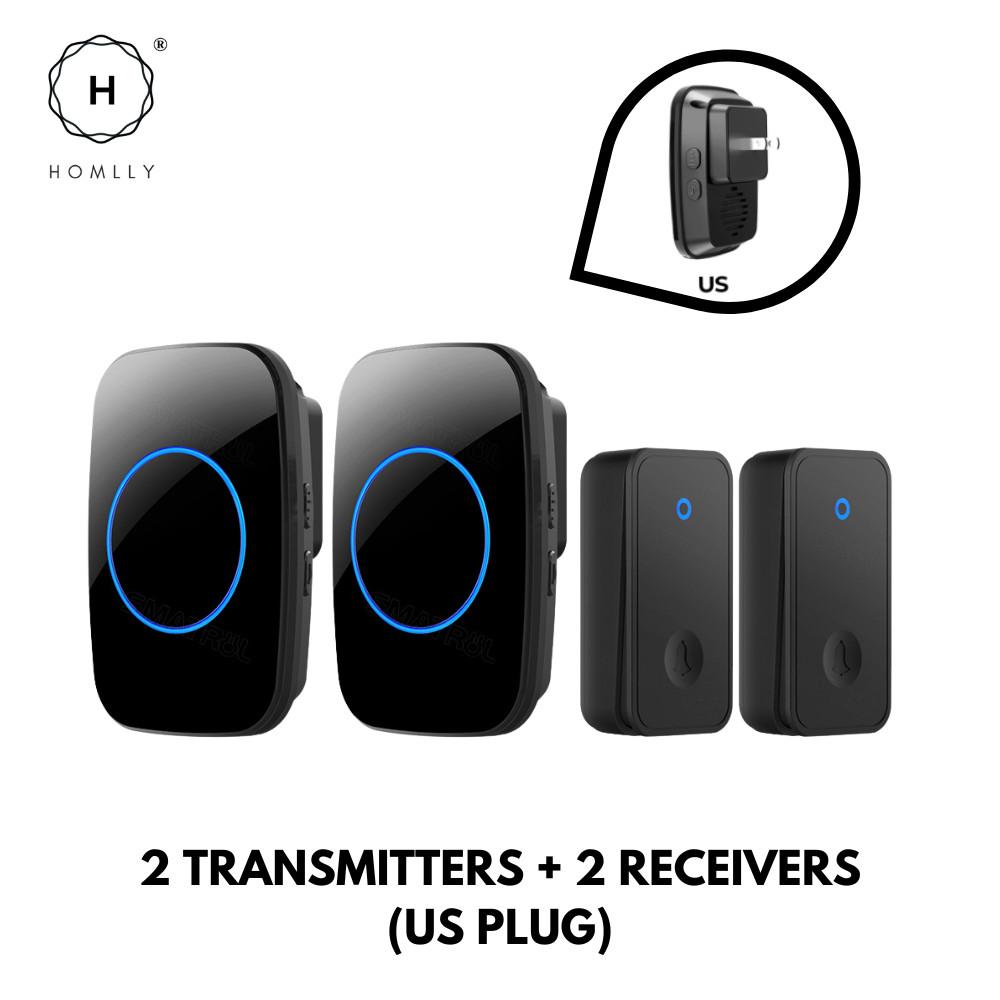 HOMLLY Self-Powered Wireless Waterproof Electric Door Bells with 60 Chimes & 5-Level Volume LED Flash