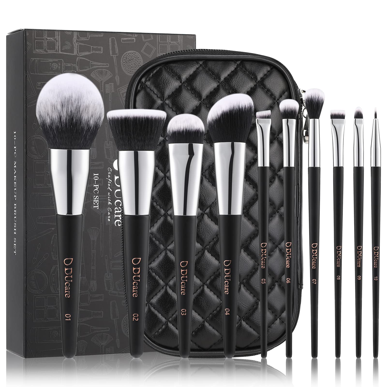 

DUcare makeup brush comes with a PU storage uses the finest makeup can be used for full easy to holds powder powder foundation eyeshadow brush чёрный