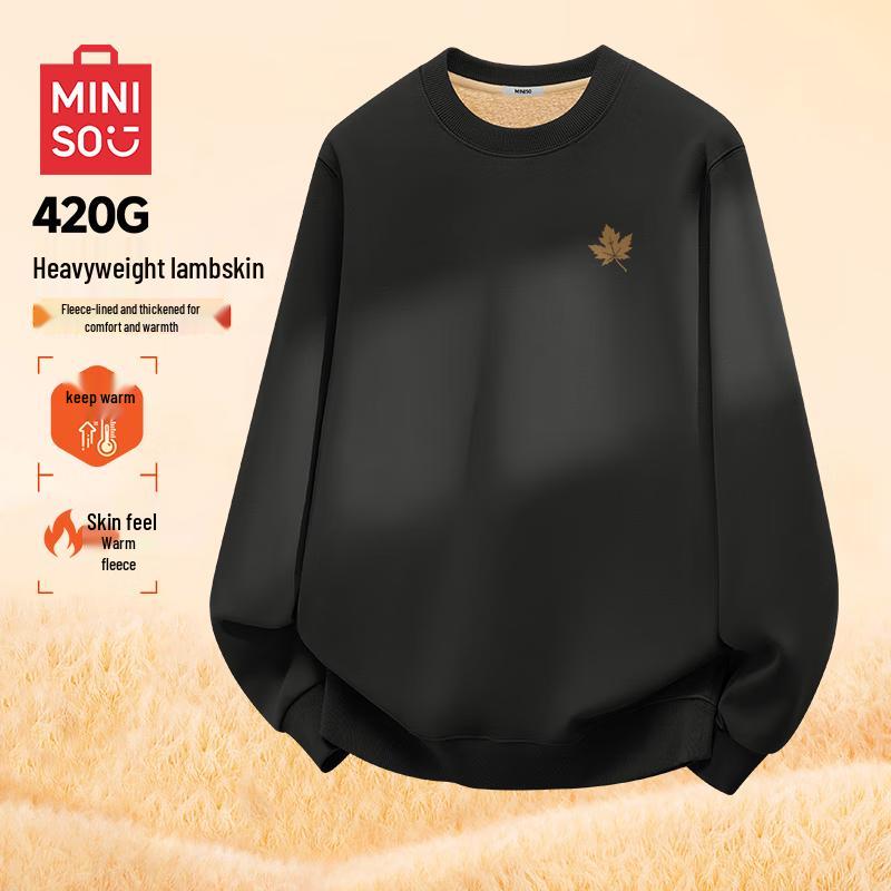 

MINISO Men s Thickened Lamb Fleece Crewneck Sweatshirt 2XL