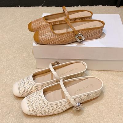 Fashion Retro Hollow Woven Flat Slippers Women Fashion Round Toe Buckle Casual Shoes Comfort Non-slip Brand Designer Zapatos Para Mujer