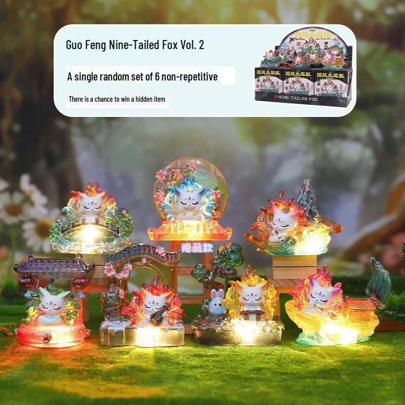 Nine-Tailed Fox Resin Blind Box: Chinese Style Desktop Ornament & Festival Gift
