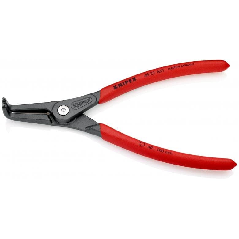 KNIPEX Precision Shaft Snap Ring Pliers, 210mm, Bent, 4921-A31