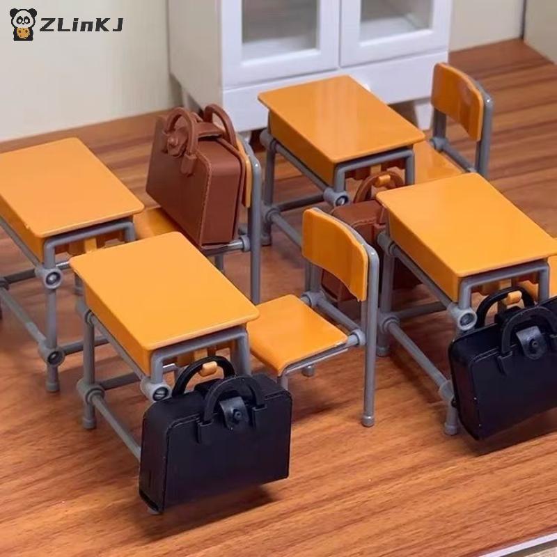 3/6 Stück 1/12 Puppenhaus Miniatur Klassenzimmer Rucksack Ornamente Freizeit Vintage Mini Schreibtisch Simulation Schultaschen Möbelmodell