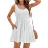 Womens Summer Dresses 2025 U Neck Sleeveless Sundresses Beach Cover Up with Pockets Loose Tank Dress