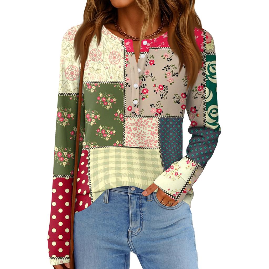 Women's Fashion Loose Long Sleeve Round Neck Casual Top