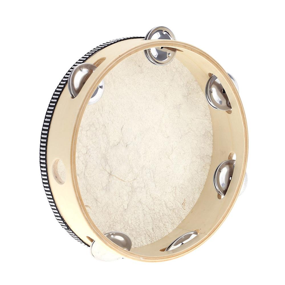 8 Inch Handheld Tambourine with Metal Jingles Percussion Drum Early Education Instrument Musical Toy Gift for Kids
