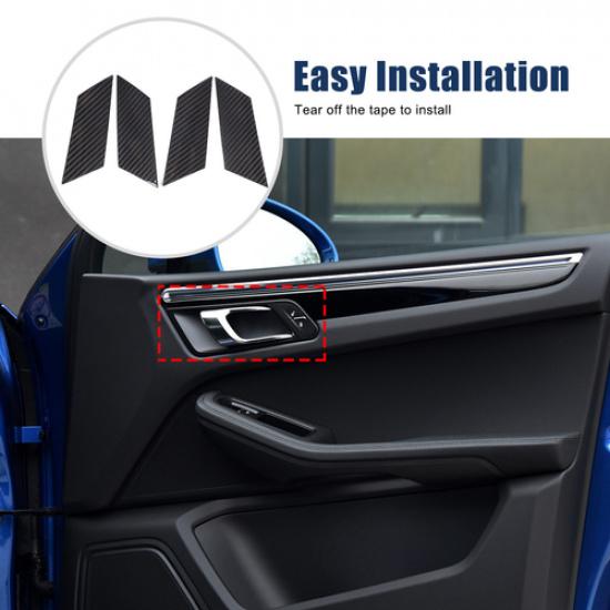 Real Carbon Fiber Interior Door Handle Bowl Frame Trim For Porsche Macan 2014-22