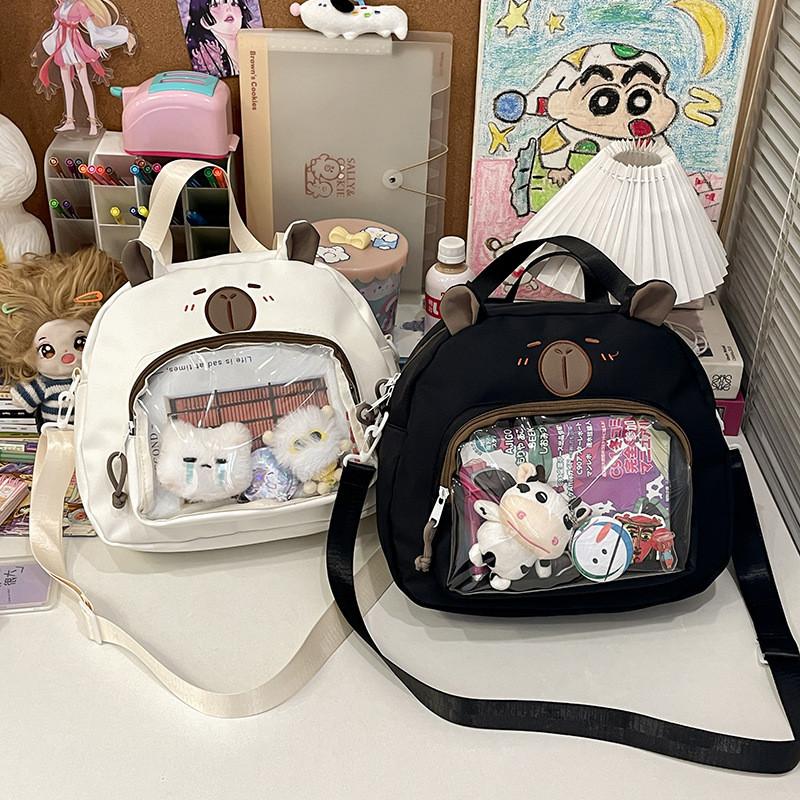 Transparent Cartoon Capybara Shoulder Bag Backpack Adjustable Strap Shoulder