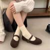 French Xiaoxiangfeng One-word Buckle Mary Jane Cotton Shoes for Women's 2025 New Two-wear Plush Shoes for Women's Autumn and Winter Wear